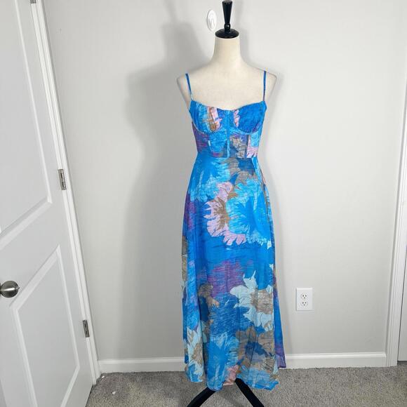 NWT NEW Billy J Rahima Maxi Dress - Blue Floral Womens AU SIZE 8 US SIZE 4 - Picture 4 of 14